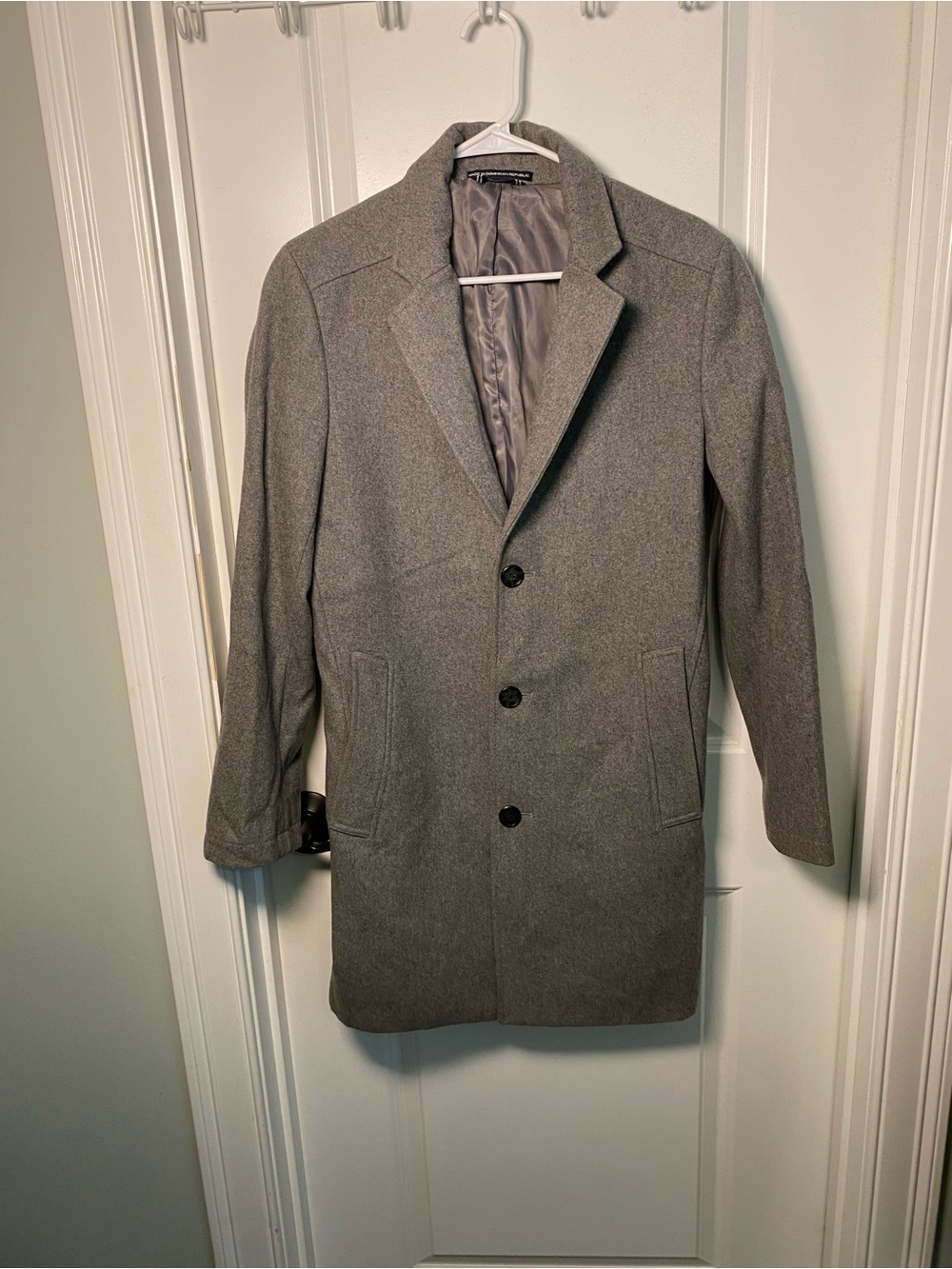 Nautica Wool Blend Men's Gray Overcoat - Classic Single-Breasted Coat